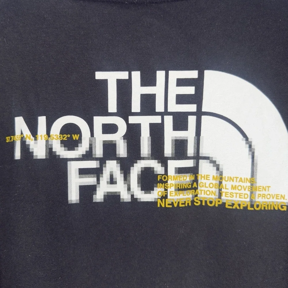 The North Face‎ Sweatshirt Mens Small Black Logo Back Graphic Fleece Pullover